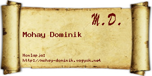 Mohay Dominik névjegykártya